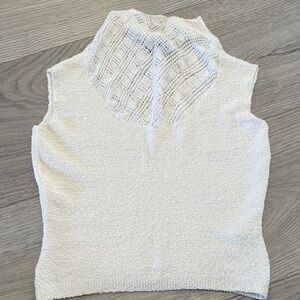 PAIGE Cream Crochet Openwork Sleeveless Top